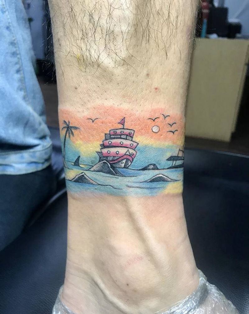 脚环纹身图片_腿部纹身图案