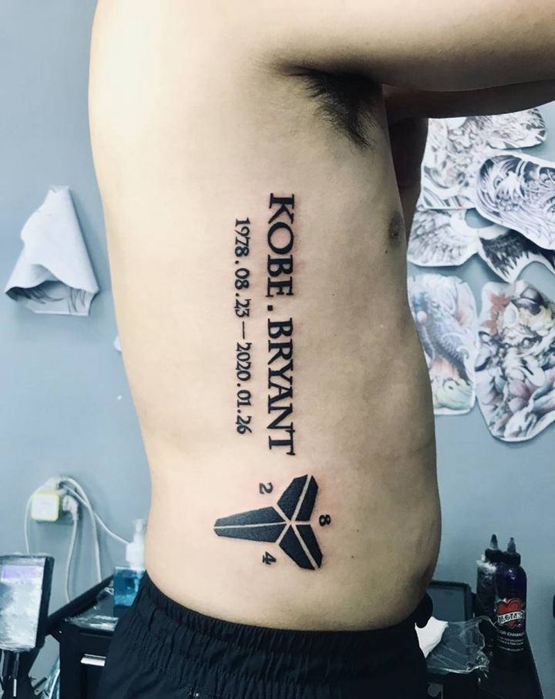 科比纹身图片_腰部纹身图案