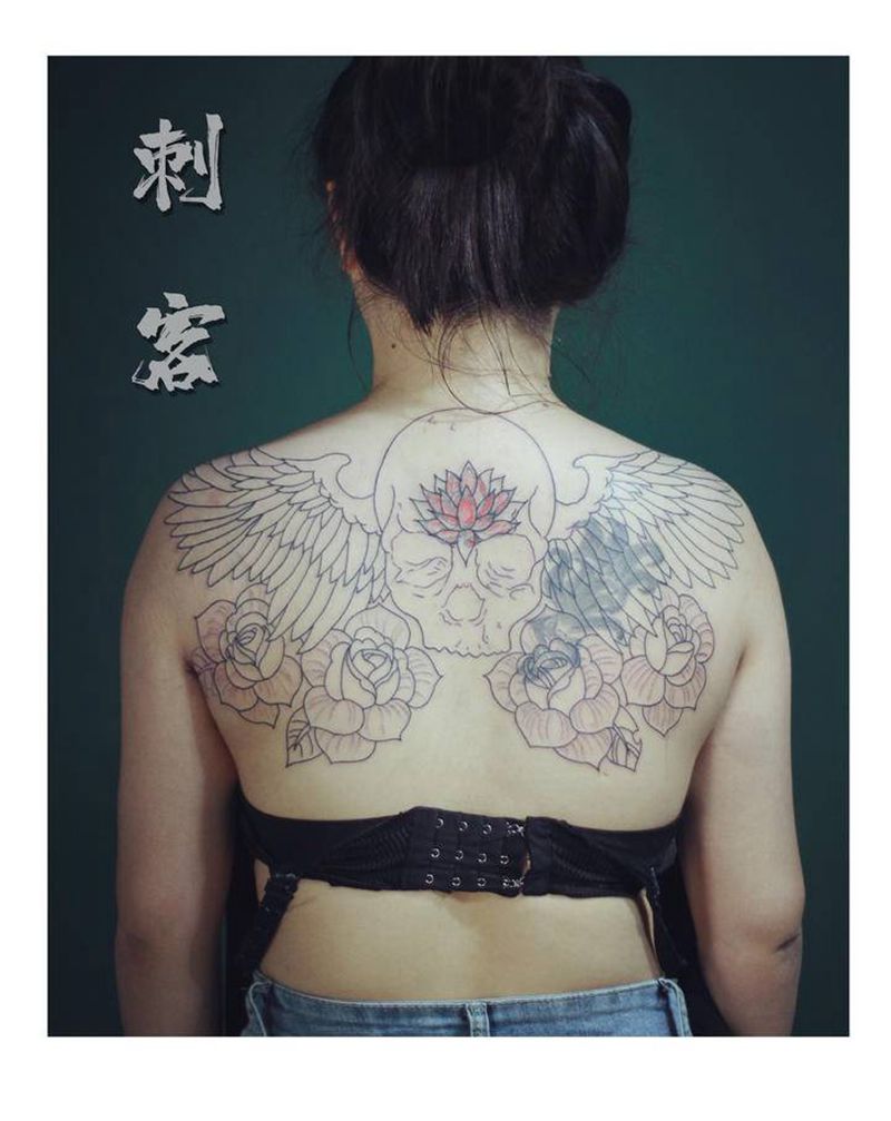 遮盖纹身图片_背部纹身图案
