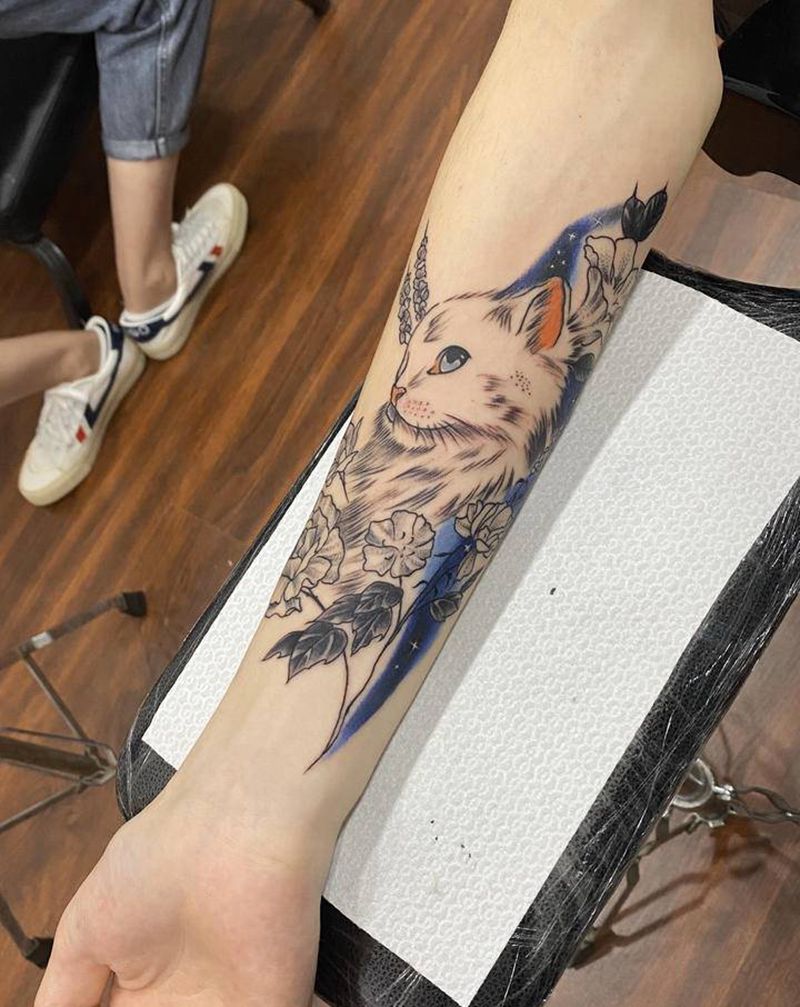 布偶纹身图片_手臂水彩纹身图案