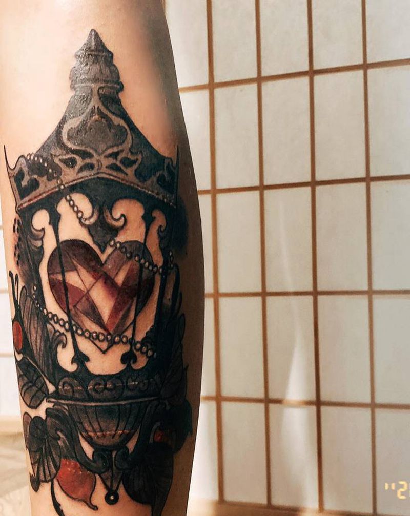 灯纹身图片_腿部New School纹身图案