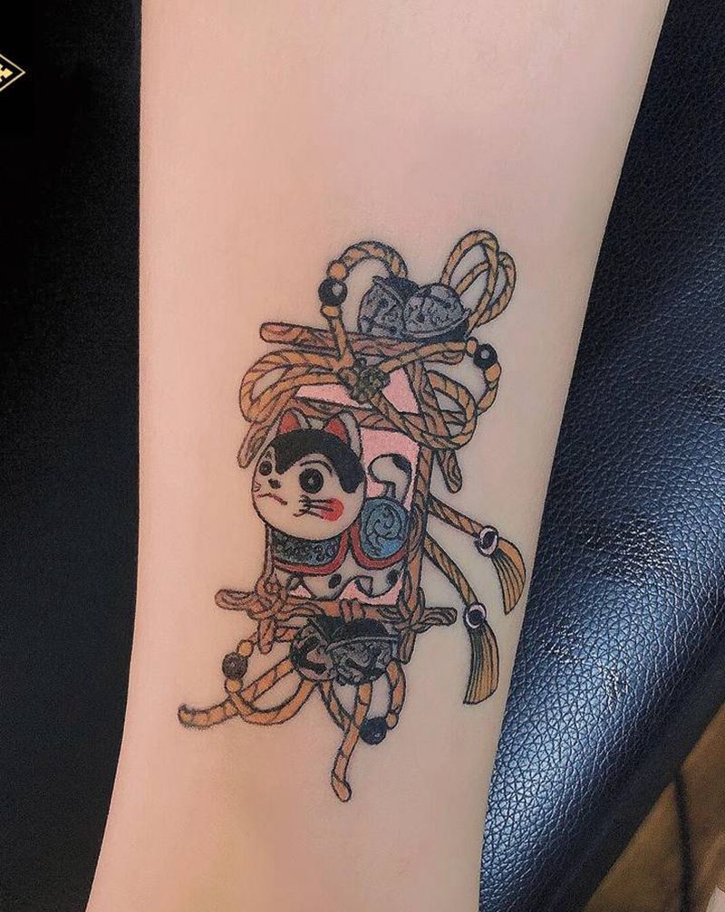 犬張子寿章纹身图片_腹部新传统纹身图案