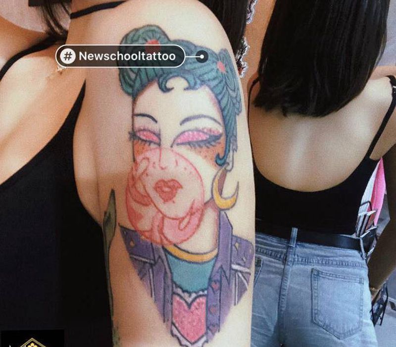 歐美纹身图片_手臂New School纹身图案