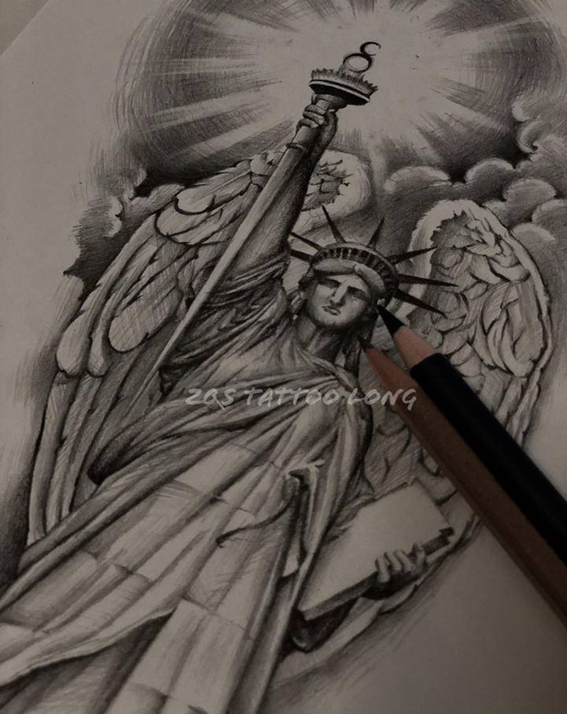 光明之引纹身图片_腰部欧美写实纹身图案