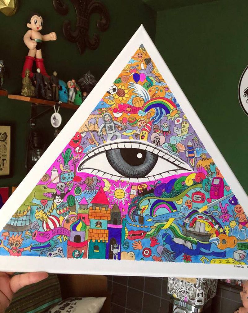 全世之眼纹身图片_水彩纹身图案