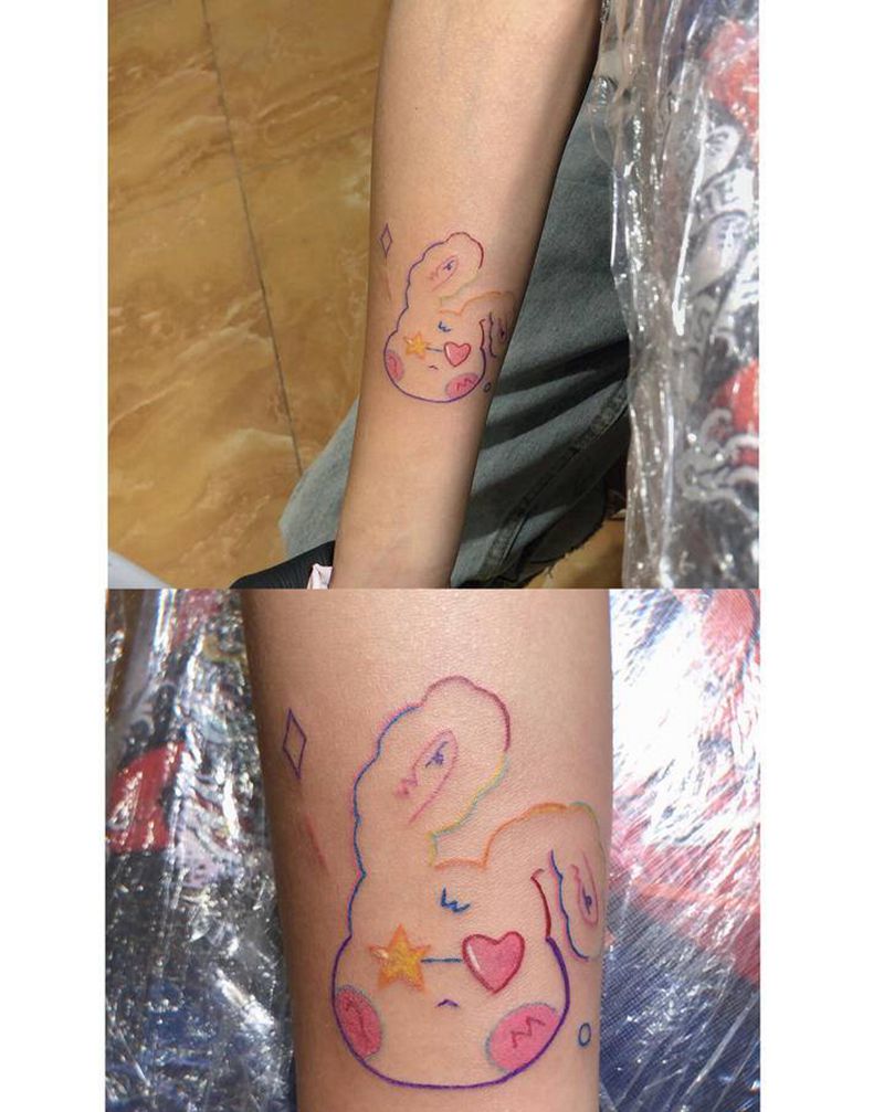 兔子纹身图片_手臂纹身图案