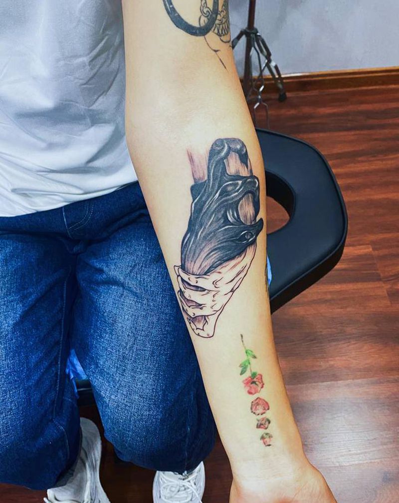 善与恶纹身图片_手臂纹身图案