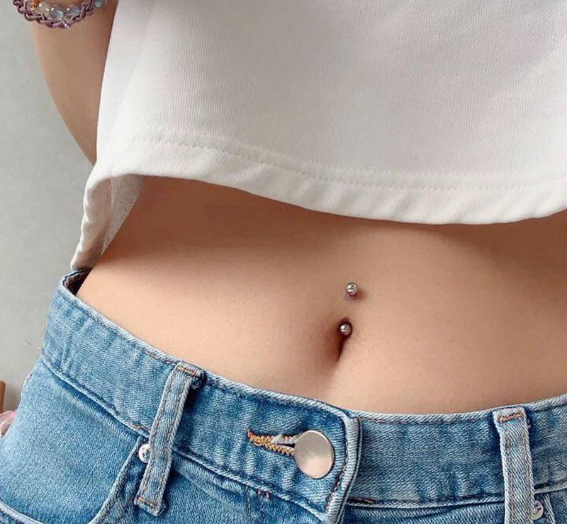 脐钉纹身图片_腹部纹身图案
