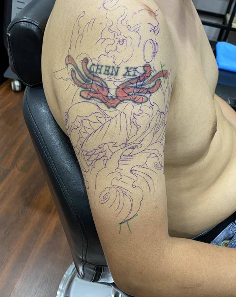 大臂遮盖纹身图片_手臂纹身图案
