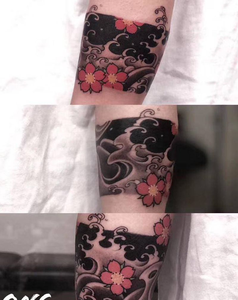 臂环纹身图片_手臂老传统纹身图案