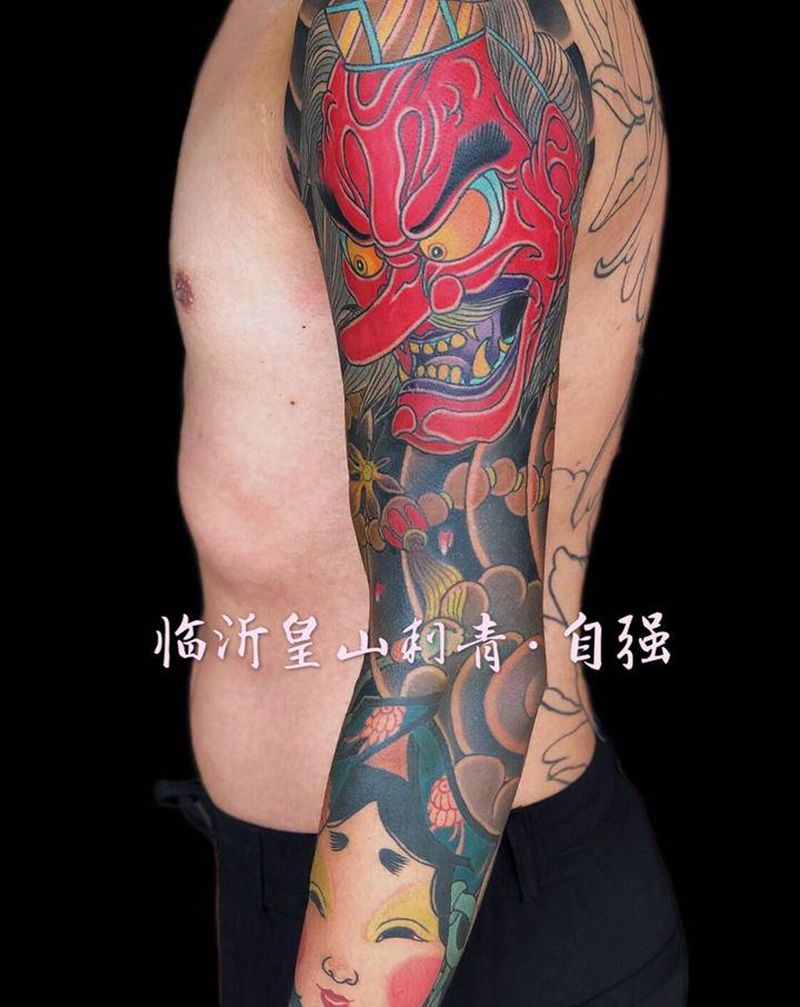 老传统花臂纹身图片_手臂老传统纹身图案