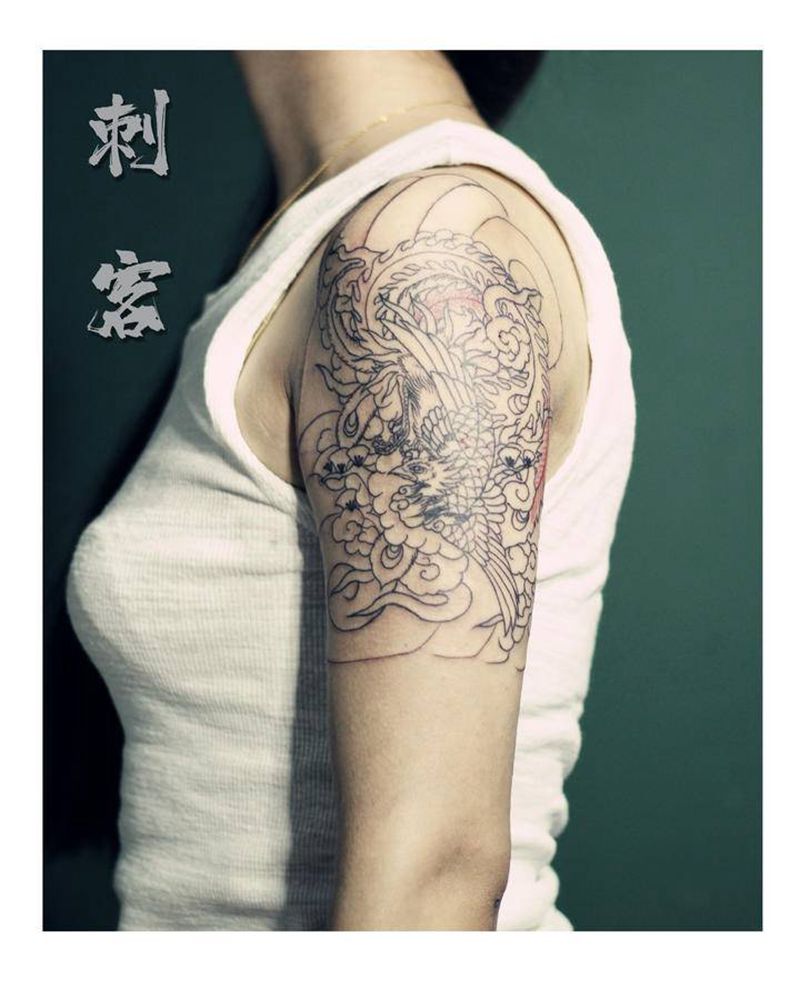 凤凰线条（未完成）纹身图片_手臂纹身图案