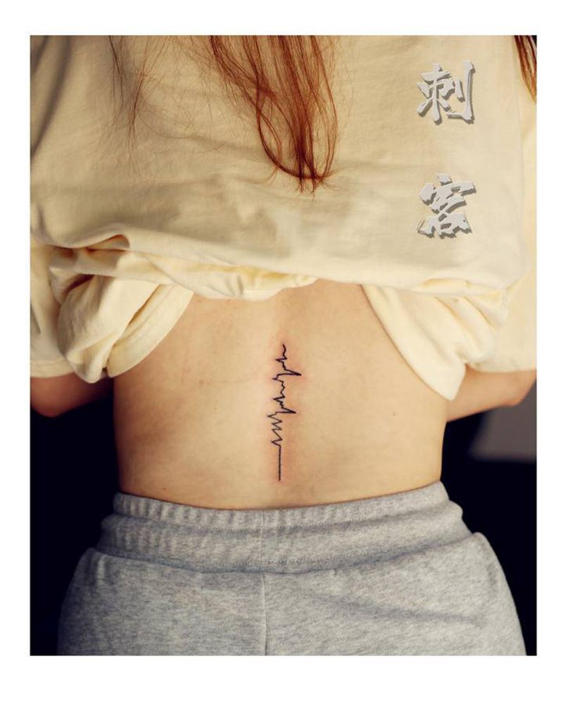 心电图纹身图片_背部纹身图案