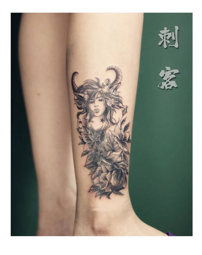 遮盖纹身图片_腿部纹身图案
