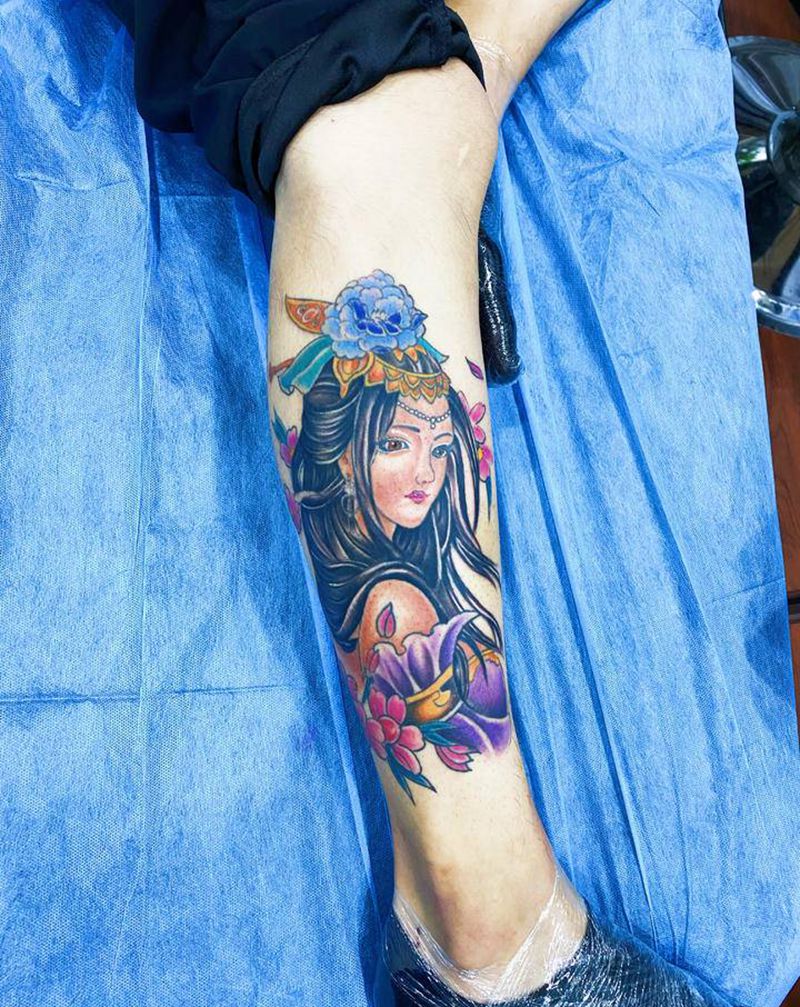 来个老图纹身图片_腿部纹身图案