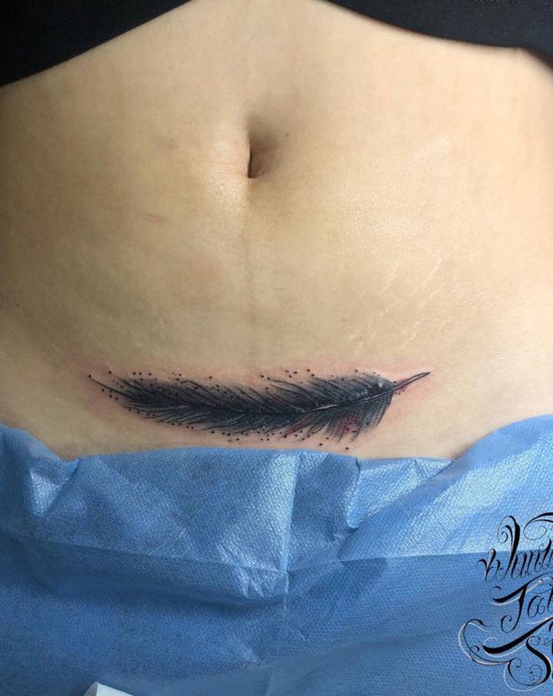 遮盖纹身图片_腹部纹身图案