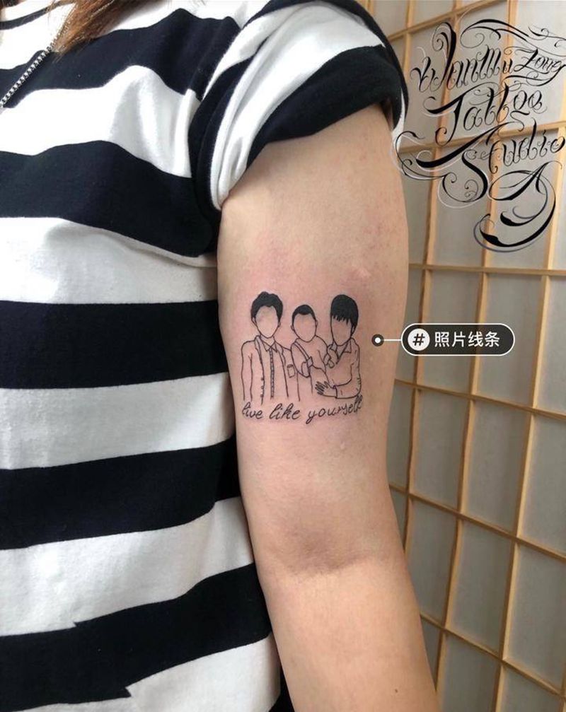 线条照片纹身图片_手臂纹身图案