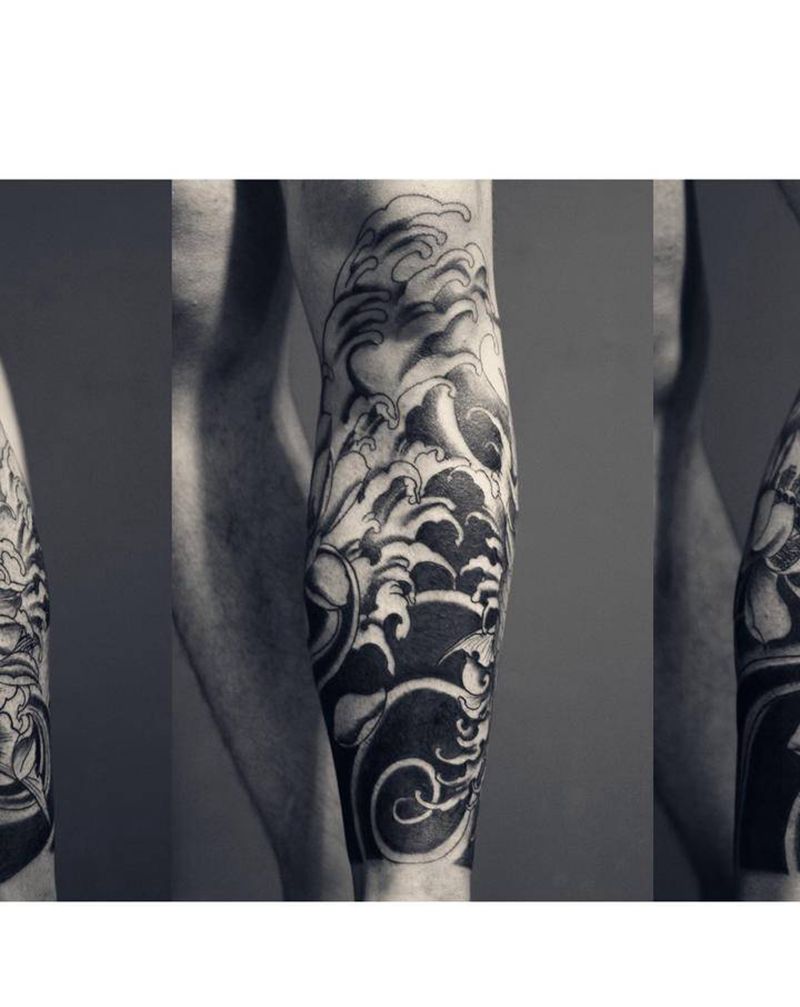 锦鲤腿（未完成）纹身图片_腹部腿部纹身图案