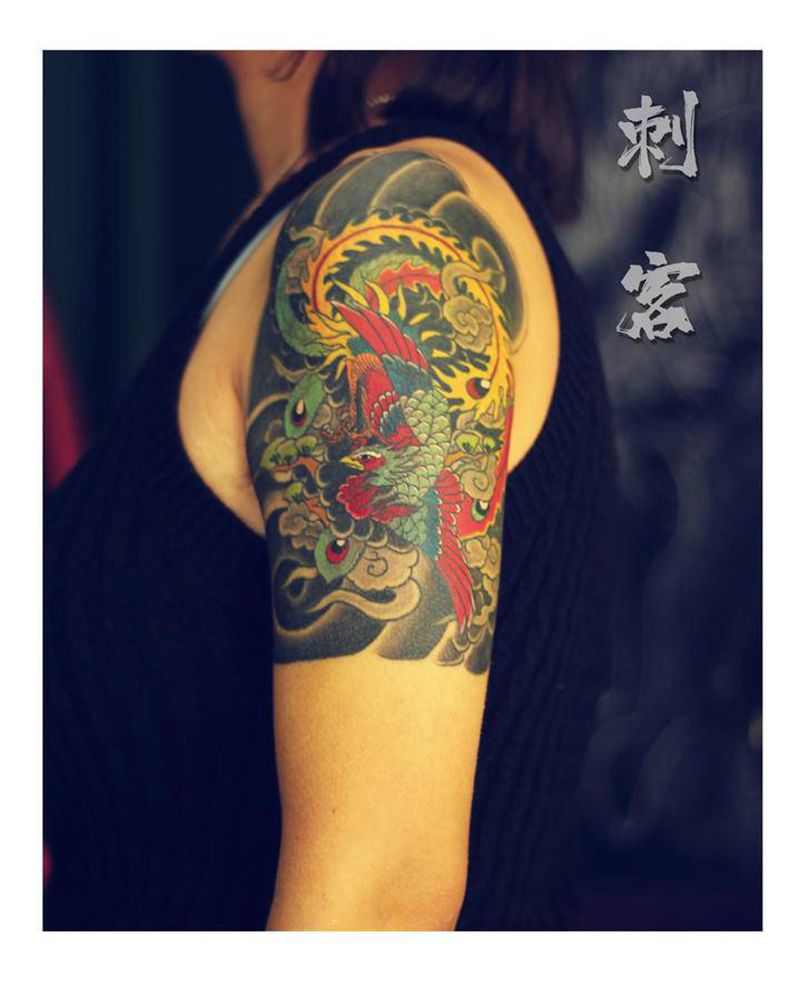 凤纹身图片_手臂纹身图案