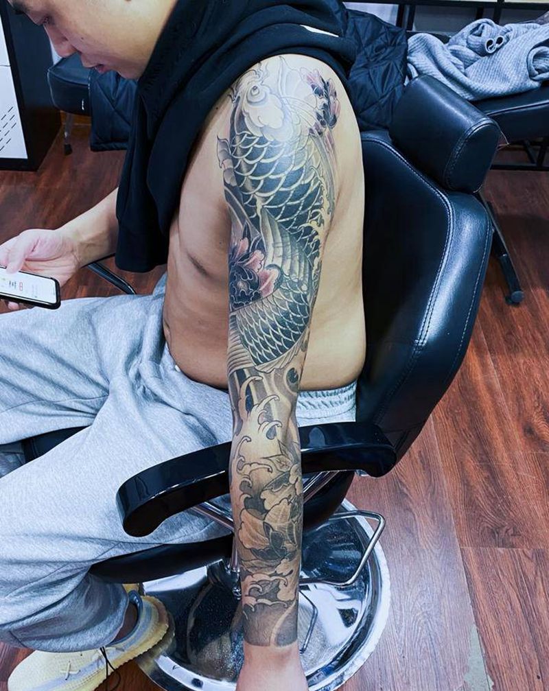 遮盖完成纹身图片_手臂新传统纹身图案