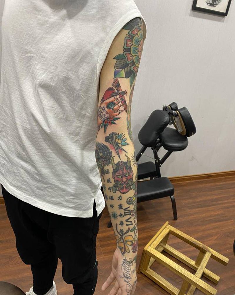 欧美拼接纹身图片_手臂纹身图案