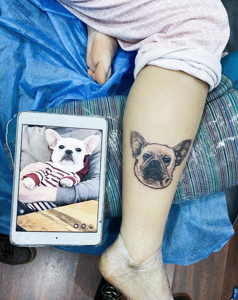 斗斗纹身图片_腿部纹身图案