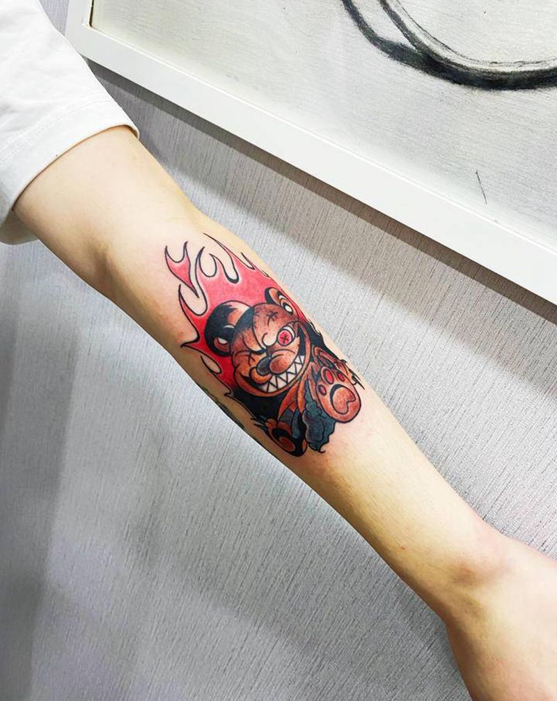 流氓熊纹身图片_手臂纹身图案