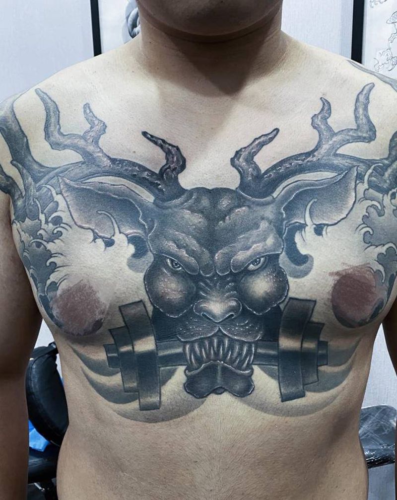 大块头纹身图片_胸部纹身图案