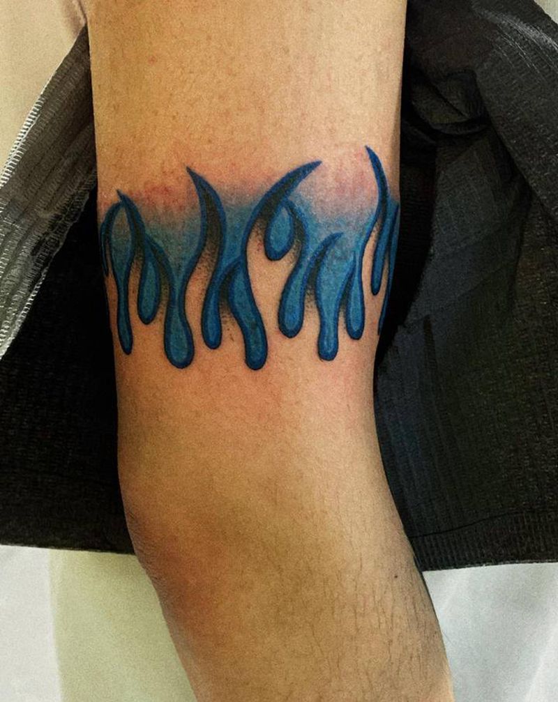 蓝火纹身图片_手臂Old School纹身图案