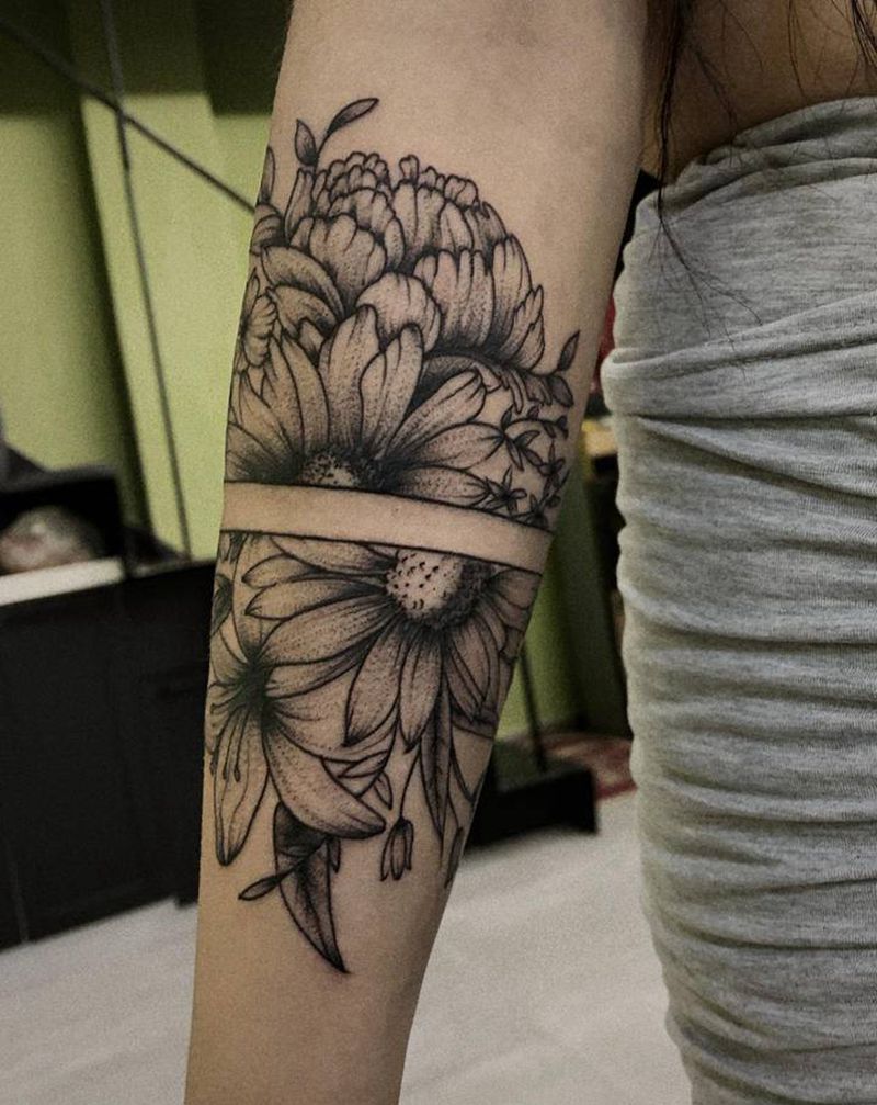 素花纹身图片_手臂纹身图案