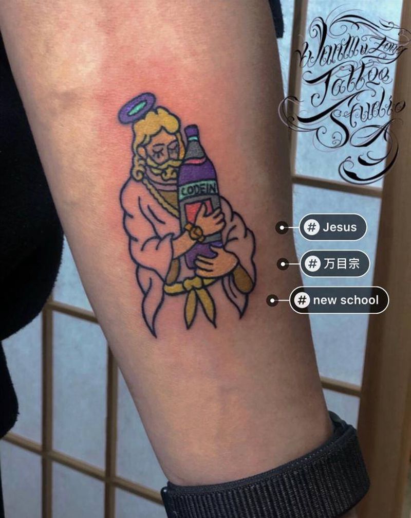 Jesus纹身图片_手臂New School纹身图案