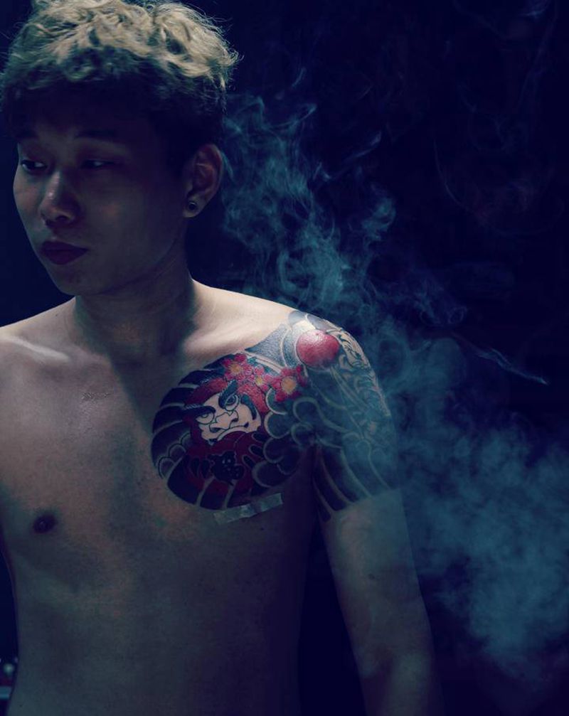 达摩蛋纹身图片_肩部纹身图案