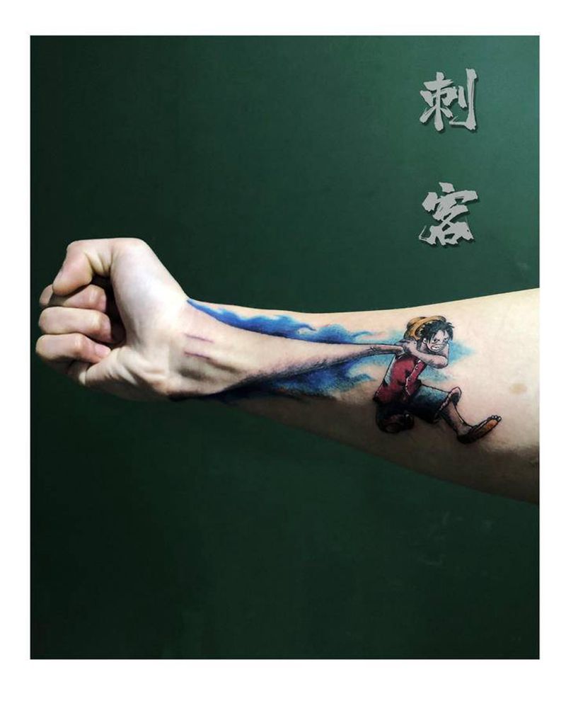 海贼王路飞纹身图片_手臂纹身图案