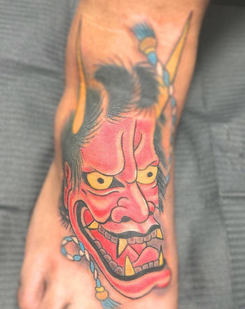 般若纹身图片_脚部Old School纹身图案