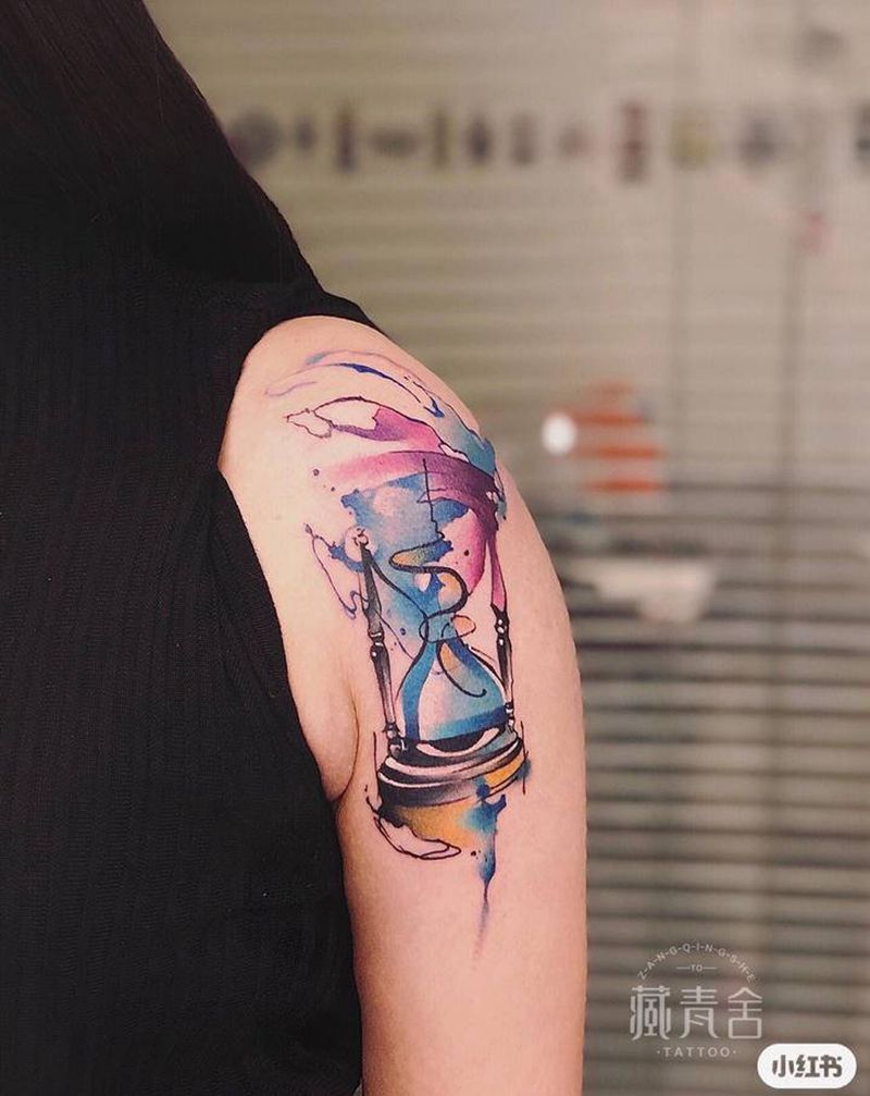 水彩纹身图片_肩部纹身图案
