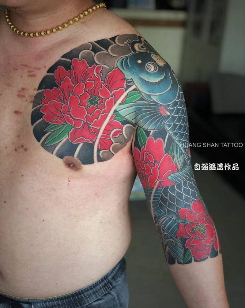 传统遮盖纹身图片_手臂胸部老传统遮盖纹身图案