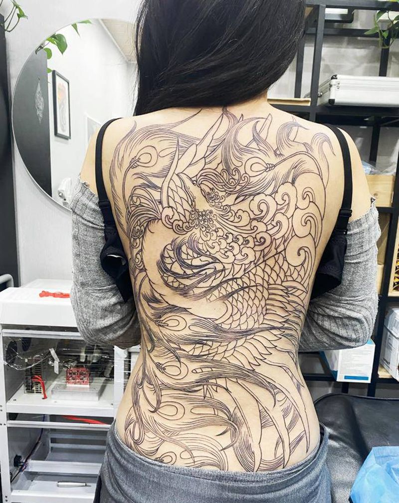凤凰纹身图片_背部纹身图案