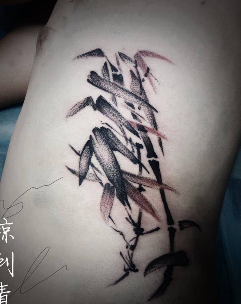 竹纹身图片_腰部纹身图案