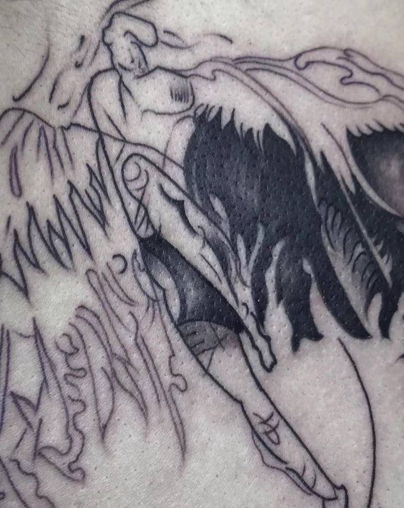 天使恶魔纹身图片_肩部纹身图案