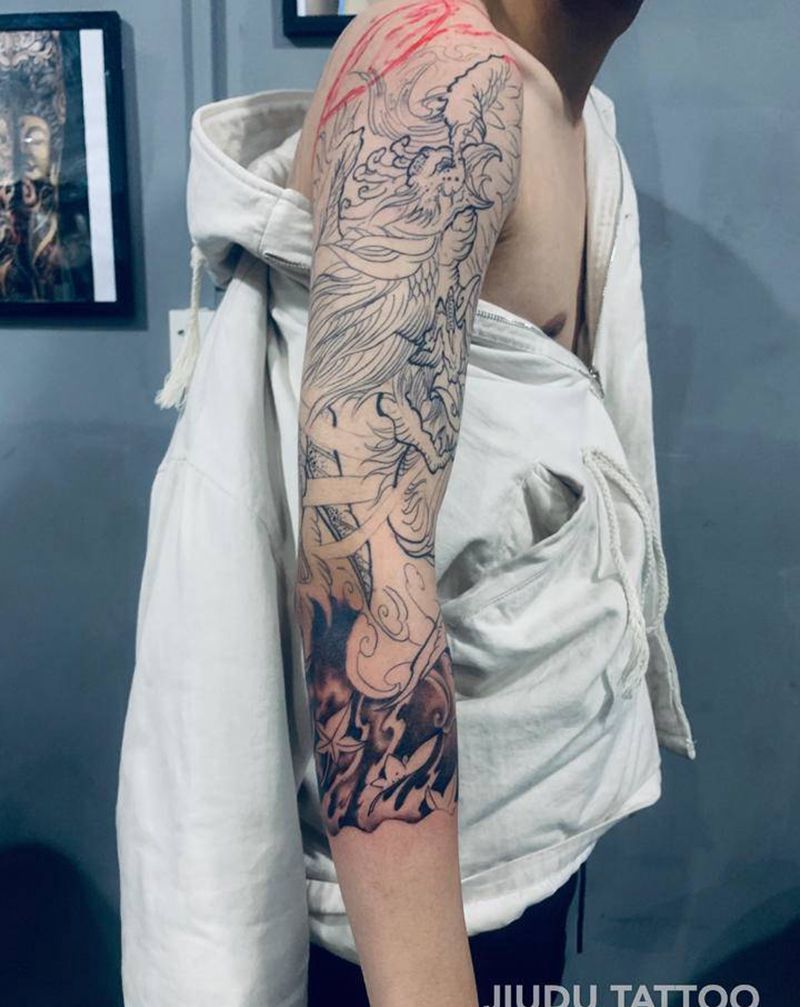 凤凰「未完」纹身图片_手臂新传统纹身图案