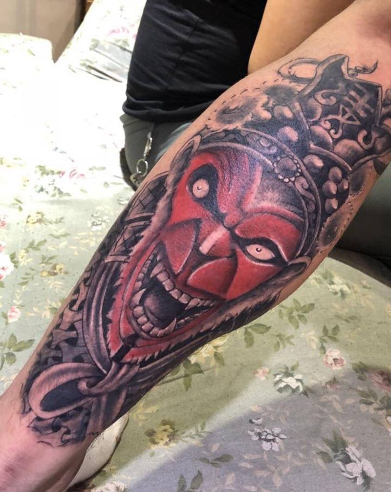 孙大圣纹身图片_腿部新传统纹身图案