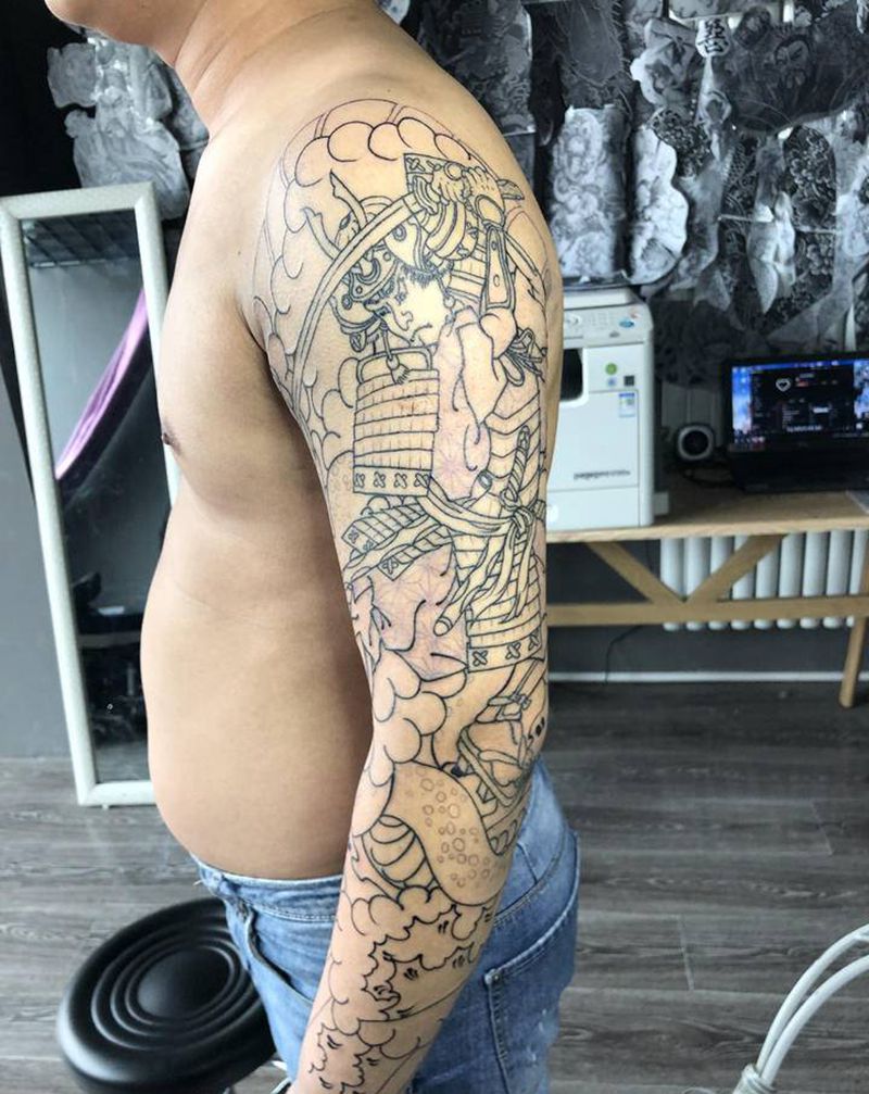 老传统线纹身图片_手臂老传统纹身图案