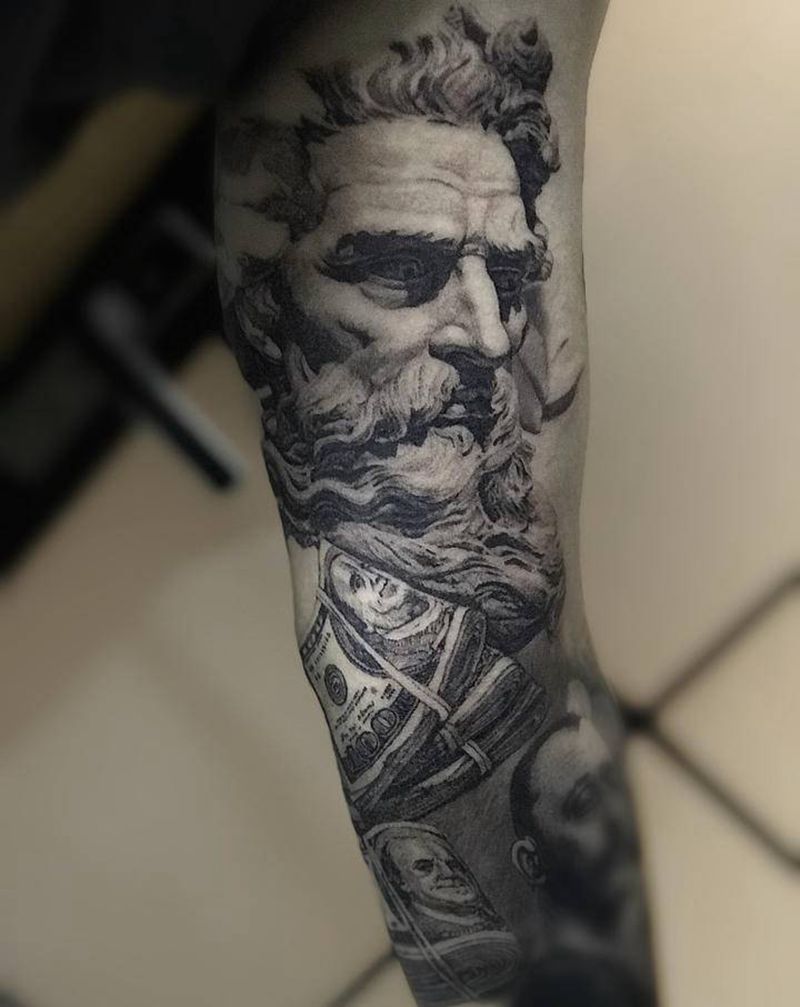 波塞冬.纹身图片_手臂新传统纹身图案