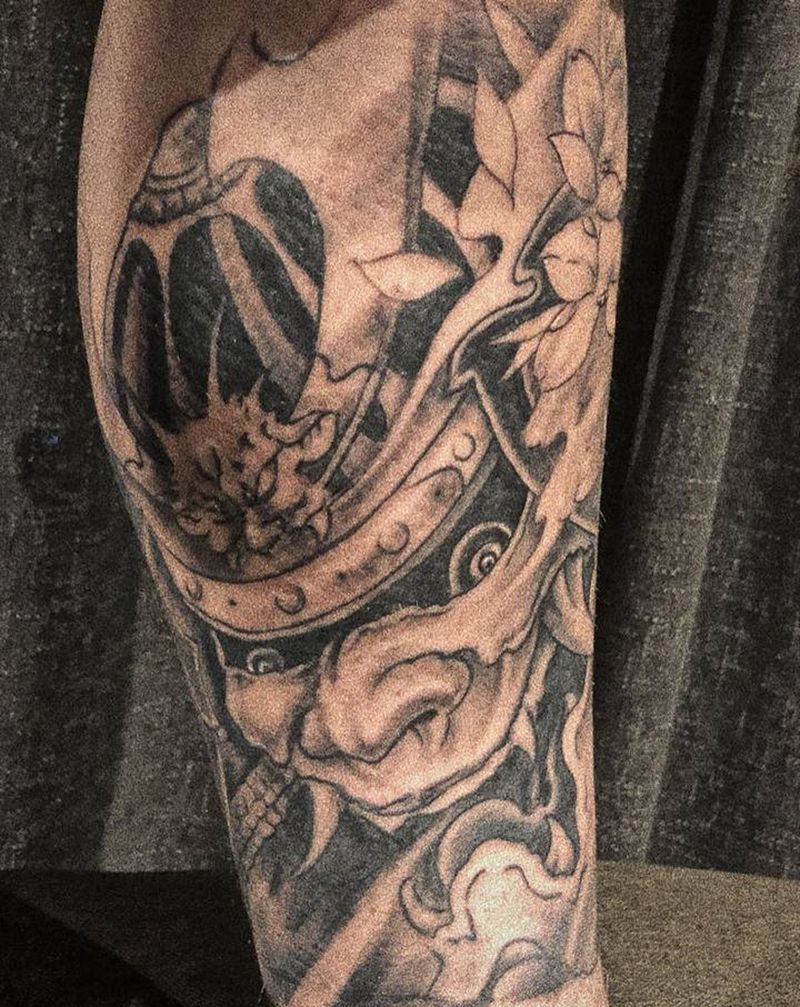 包小腿纹身图片_腿部新传统纹身图案