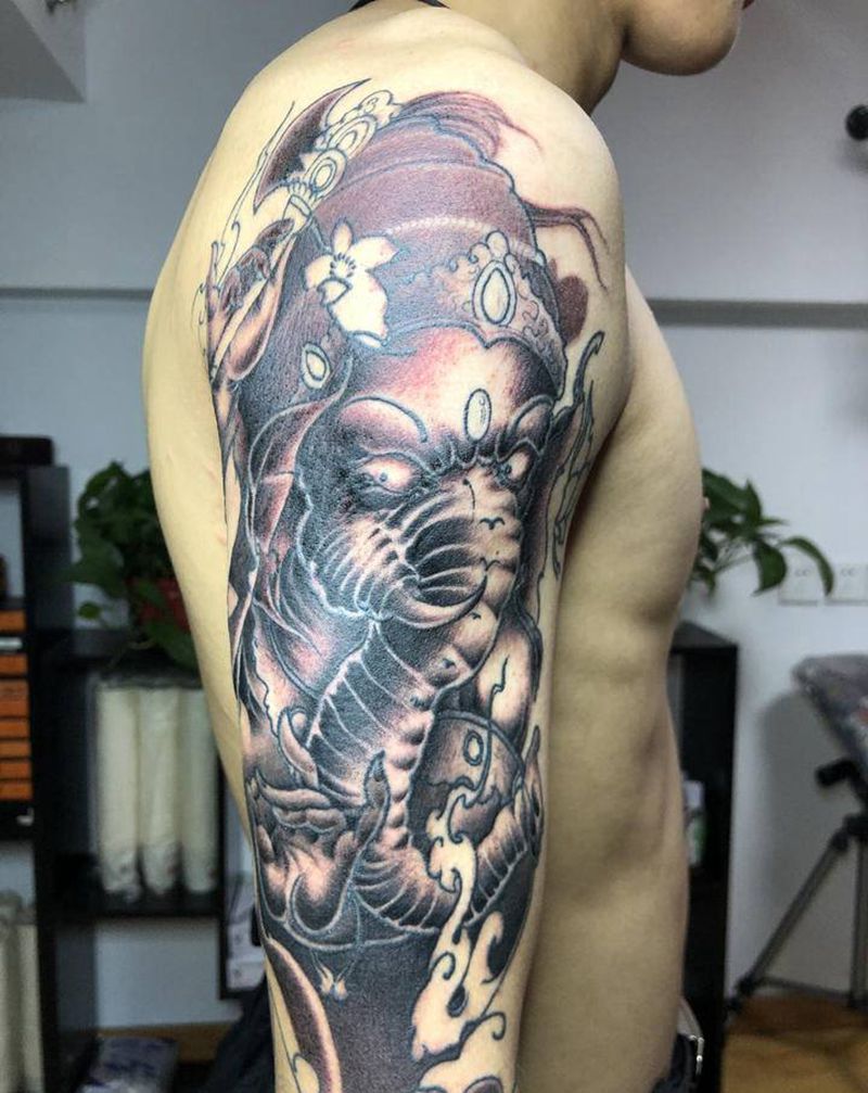 象神未完成，细节未做纹身图片_手臂新传统纹身图案