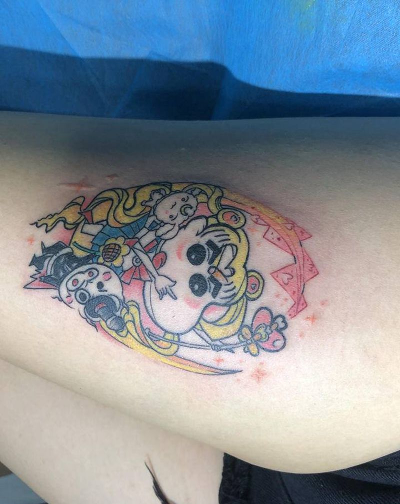 美少女战士 版蜡笔小新纹身图片_腿部纹身图案