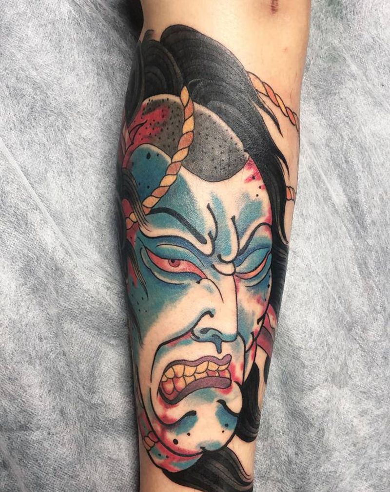 生首纹身图片_老传统纹身图案