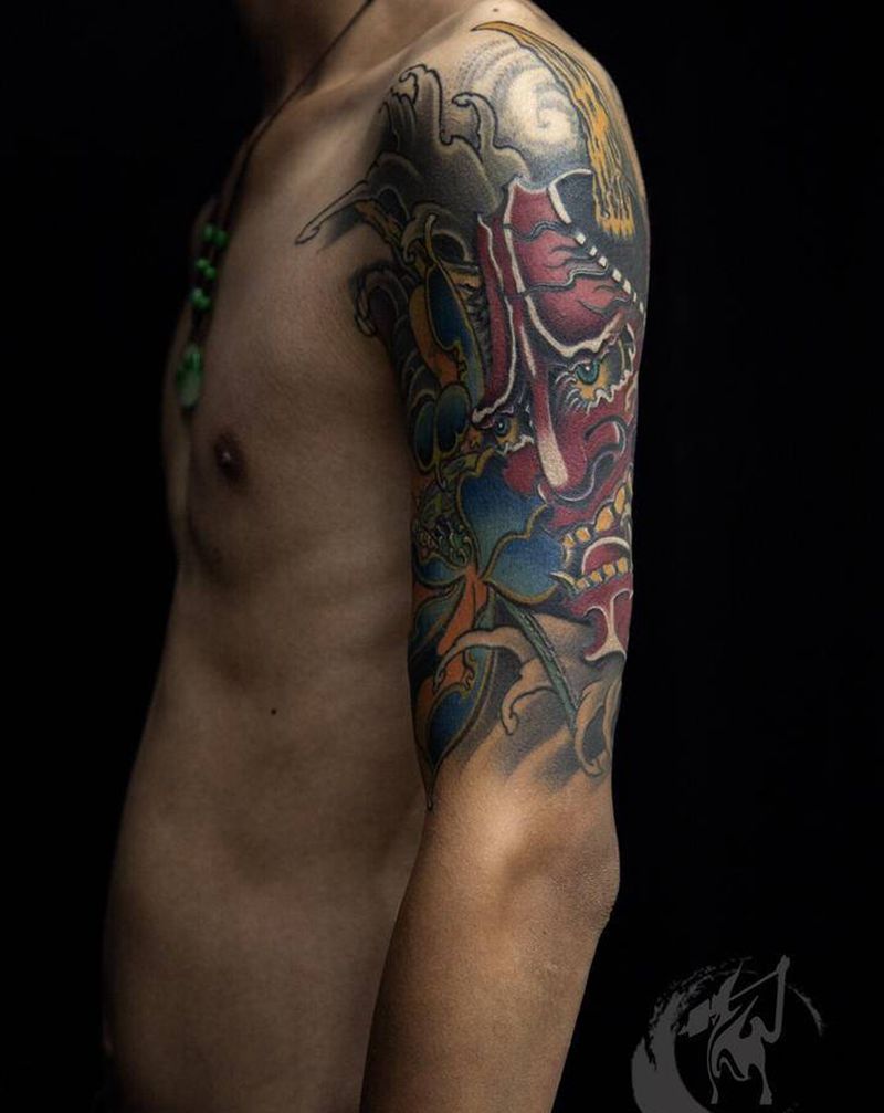 般若纹身图片_手臂老传统新传统纹身图案