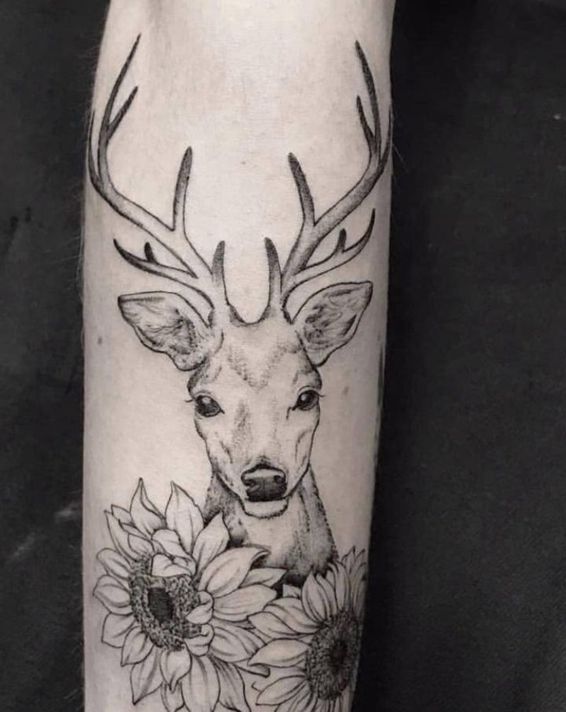鹿纹身图片_点刺纹身图案
