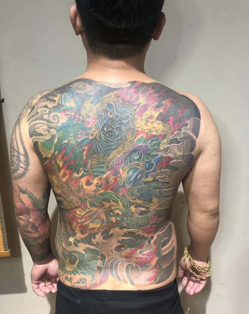 不动明王纹身图片_背部新传统纹身图案